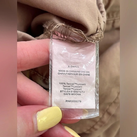 Thread & Supply Casual Cargo Pants elastic waist String Waist Tencel tan Size XS - Picture 4 of 7